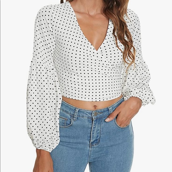 Women’s Long Sleeve V Neck White/Black Polka Dot. Size XL. OFFERS WELCOME‼️‼️ - Picture 3 of 9